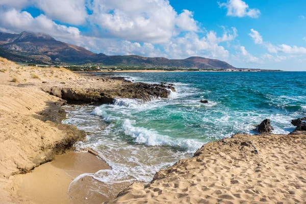 Plage Déserte Sable Falasarna Crète Grèce — Photo