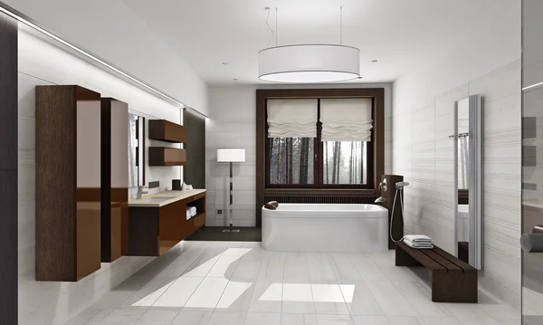 Современный интерьер ванной комнаты при дневном свете — стоковое фото