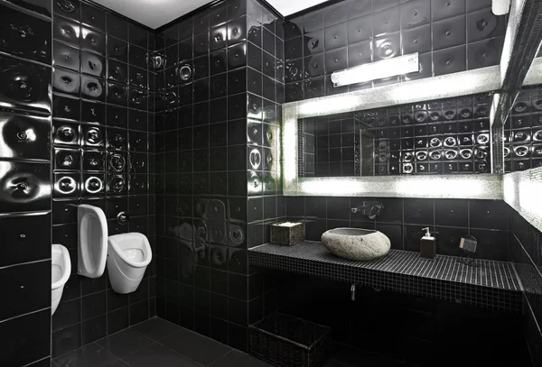 Zwart-wit toilet — Stockfoto