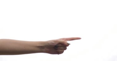 Beyaz arkaplanda parmak izolasyonu ile tehditkar hareketleri kapat.