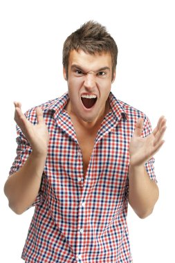 yakışıklı adam bağırır