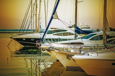 Yachts parked on mooring