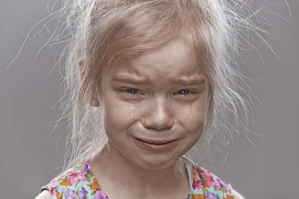 Sad little girl crying — Stock Photo, Image