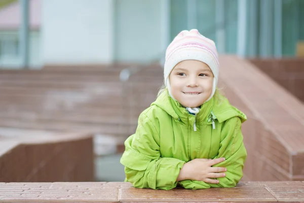 Little girl in hat and jacket — Stock Photo, Image