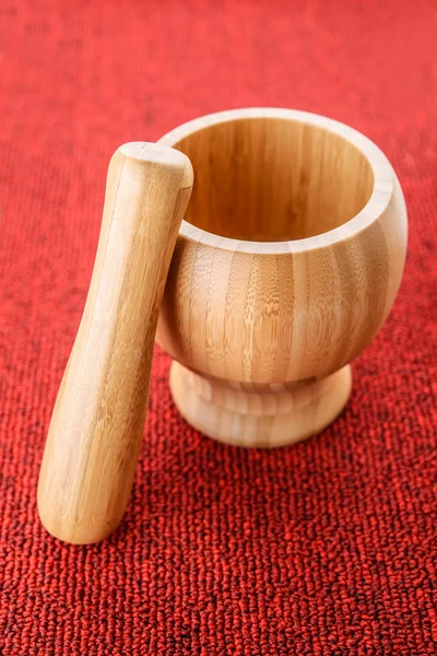 Wooden mortar and pestle — Stock Photo, Image