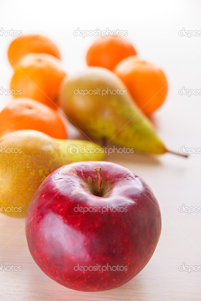apple, pear and tangerines