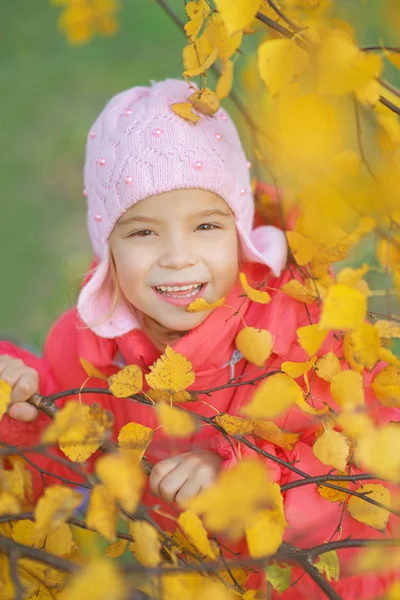 Pretty little girl in autumn park — Stock Photo, Image