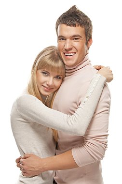 Genç tatlı kucaklayan Çift
