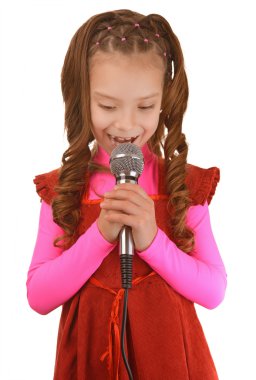 little girl singing into microphone clipart
