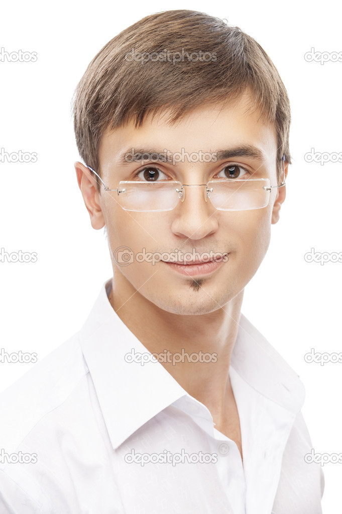 handsome young man in glasses