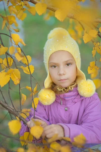 Sevimli küçük kız sonbahar Park — Stok fotoğraf