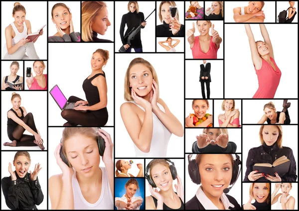 Collage with photos of beautiful young woman — Stock Photo, Image