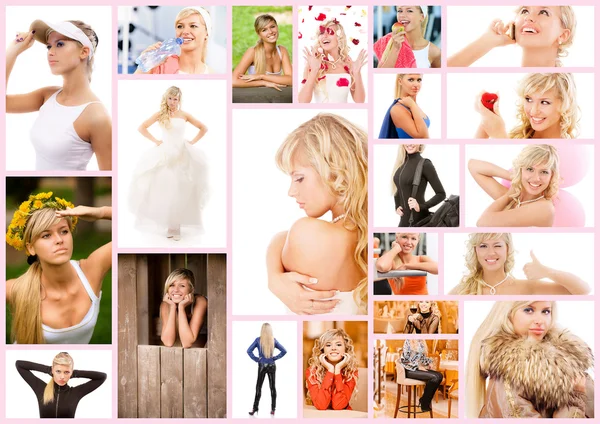 Collage bella giovane donna — Foto Stock