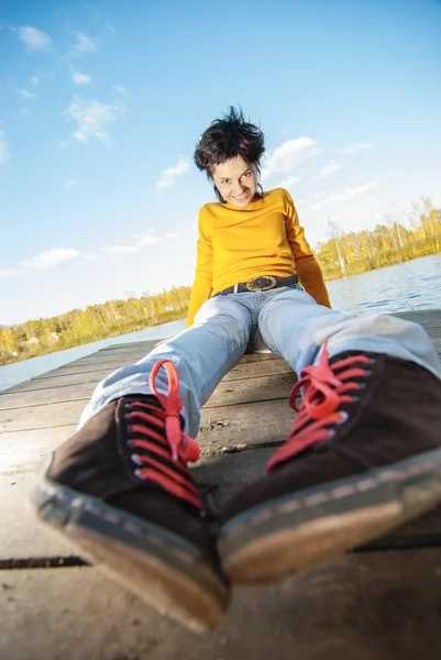 Ragazza spaventa di tipo — Foto Stock