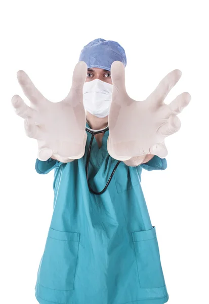 De dokter in steriele handschoenen — Stockfoto