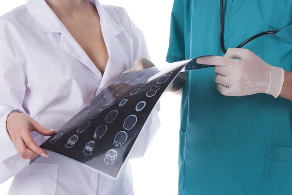 Two doctors with result of a X-ray — Stock Photo, Image