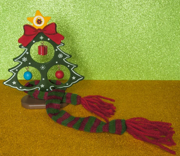 New Year tree and woolen шарфик — Zdjęcie stockowe