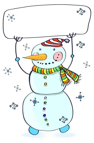 Funny snowman. Christmas card for your design — Stock Vector