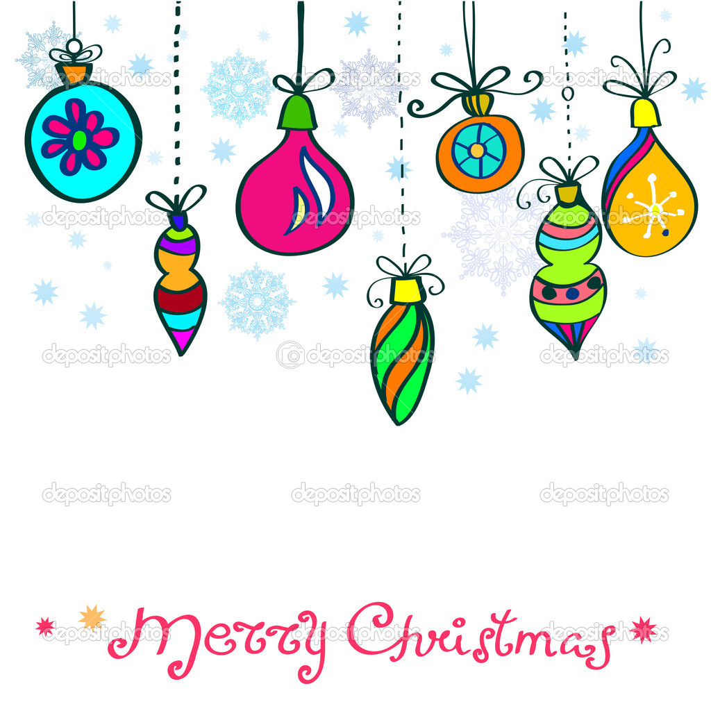 Christmas Card with cute color decorations \u2014 Stock Vector