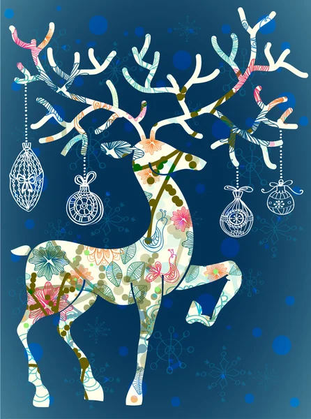 Christmas deer with decorations — Stock Vector