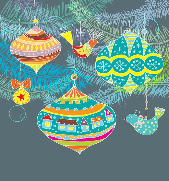 Fondo de Navidad con decoraciones lindas — Vector de stock