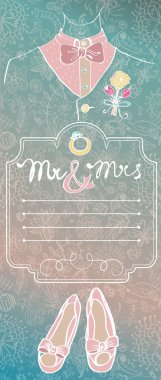 Wedding card with glamorous doodles clipart