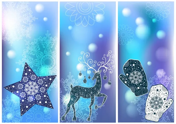 3 つのクリスマス カード — ストックベクタ
