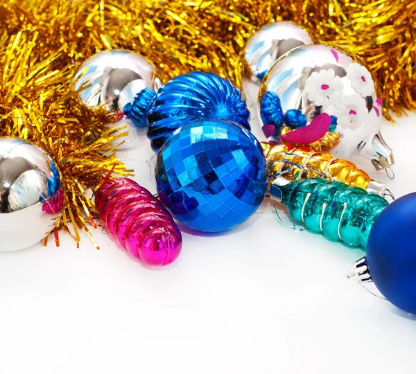 Color Christmas balls and toys background — Stock Photo, Image