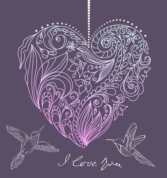 Carte de Saint-Valentin avec coeur floral — Image vectorielle