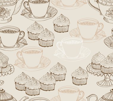 Vintage çay arka plan. seamless modeli