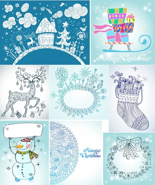 Set of Christmas Cards — Stock Vector