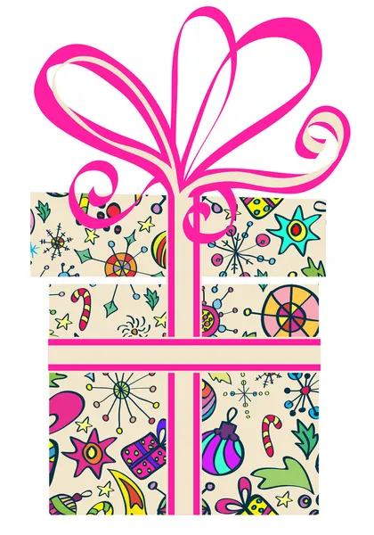 Gift box with holiday pattern — Stok Vektör