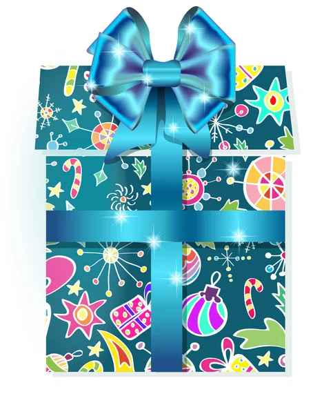 Gift box with holiday pattern — Stok Vektör