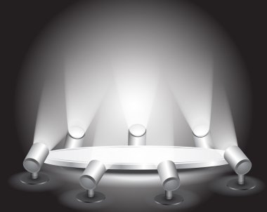 3D boş beyaz podyum ile light