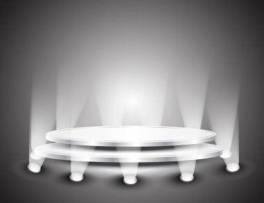 3d Empty white podium with light clipart