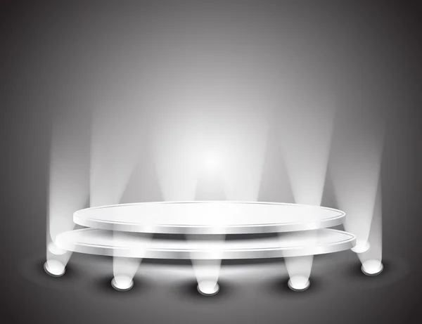 3d vacío podio blanco con luz — Vector de stock