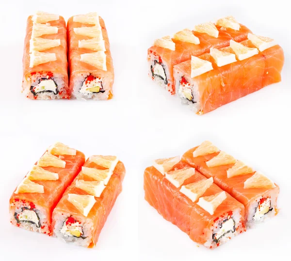 Sushi rolka s lososem a sýrem — Stock fotografie