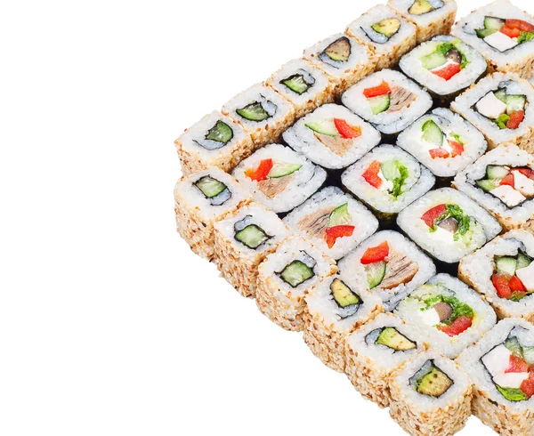 Rouleau de sushi grand ensemble avec différents composants — Photo