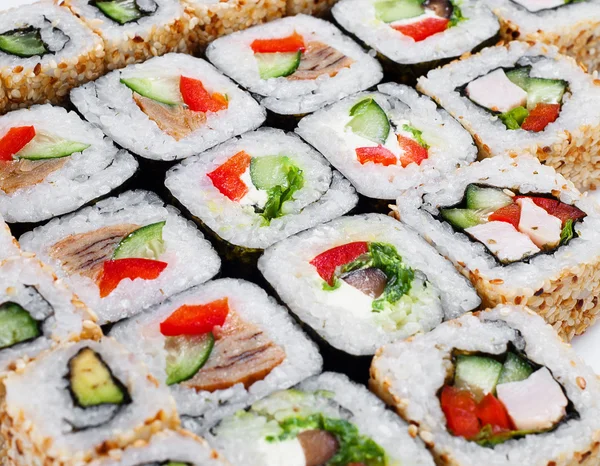 Sushi roll big set con diversi componenti — Foto Stock