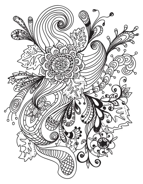 Romântico mão desenhado ornamento floral — Vetor de Stock