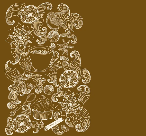 Doodle Hintergrund für Tea Time — Stockvektor