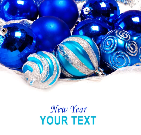 Anno nuovo sfondo con decorazione palla blu Fotografia Stock