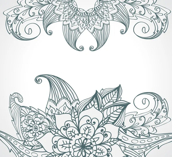 Ilustração doodle brilhante floral — Vetor de Stock