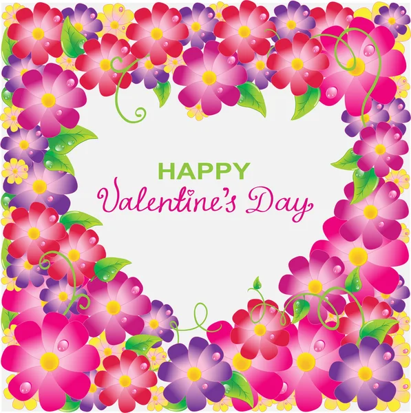 Φόντο floral valentine με σχήμα καρδιάς — Διανυσματικό Αρχείο