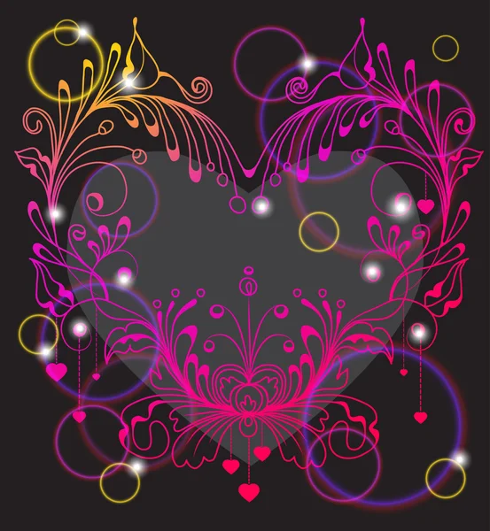 Fondo floral de San Valentín con corazón — Vector de stock