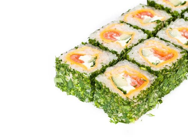 Sushi roll with greens — Stock Photo, Image