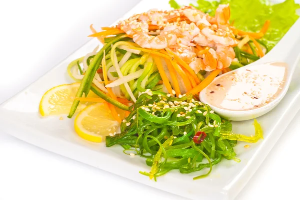 stock image Fresh Vegetables Salad with Nuts Sauce and Chuka salad