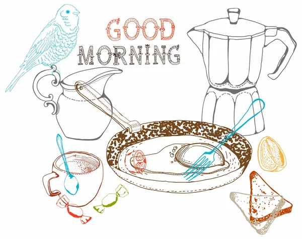 Vintage matin petit déjeuner fond — Image vectorielle