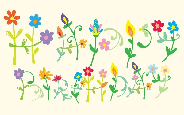 La mulți ani scrisori florale — Vector de stoc