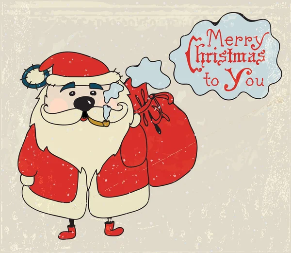 Retro kartı Noel Baba — Stok Vektör